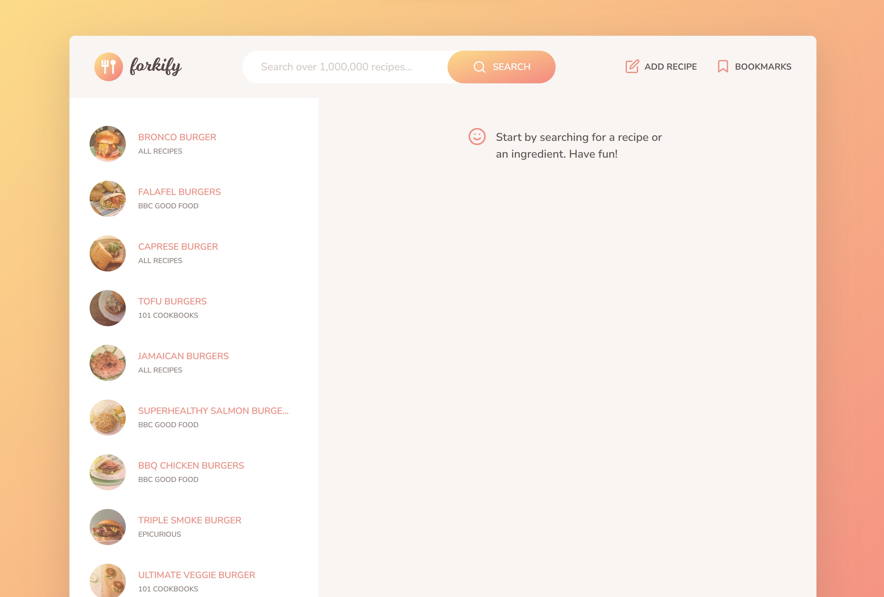 Thumbnail of the Forkify Website